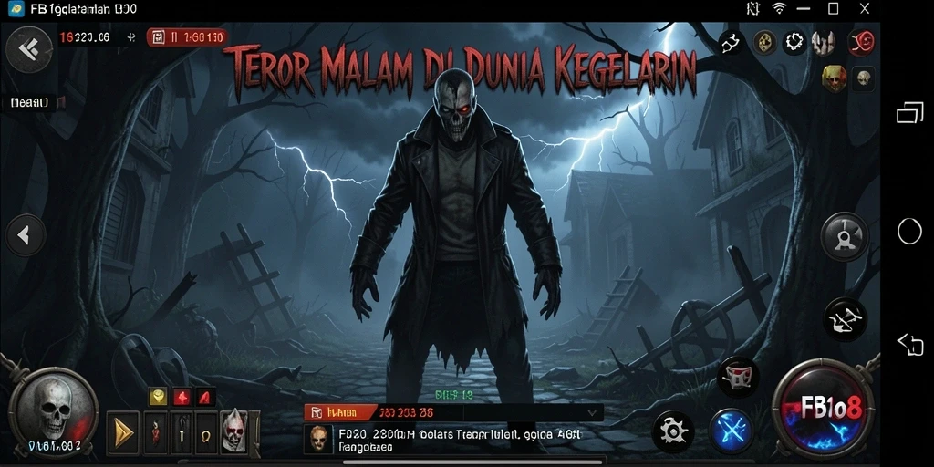 Screenshot gameplay FB168 menampilkan suasana horor yang mencekam.