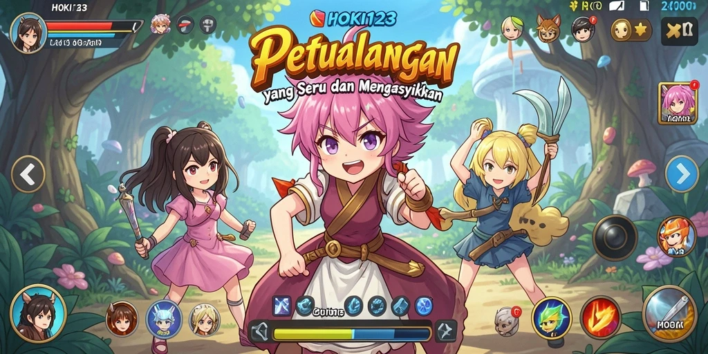 Screenshot gameplay HOKI123 menampilkan karakter anime dalam pertempuran seru.