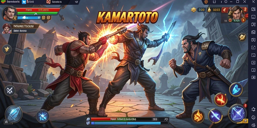 Screenshot gameplay KAMARTOTO menampilkan aksi pertarungan yang mendebarkan.