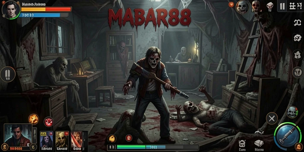Tangkapan layar gameplay MABAR88 menunjukkan dunia horor yang mencekam.