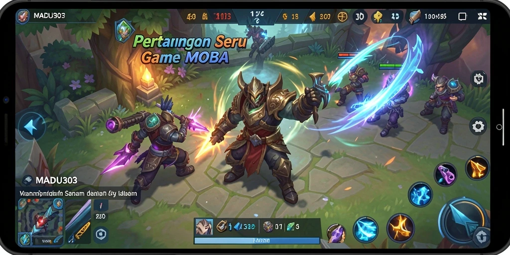 Tampilan menegangkan saat pertarungan dalam <strong>MADU303</strong> MOBA.