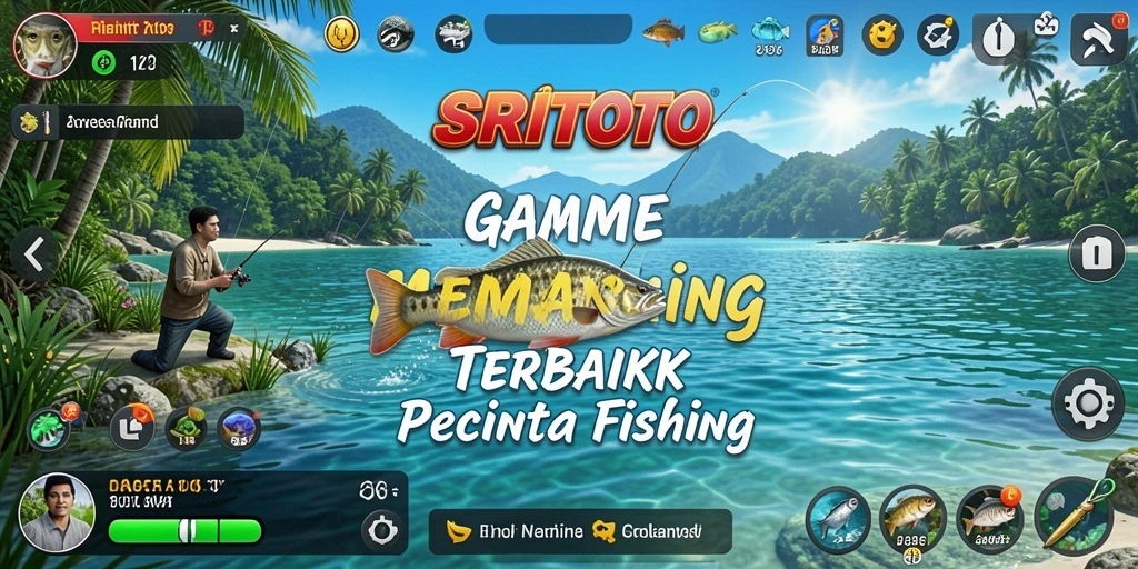 Screenshot gameplay SRITOTO menunjukkan aksi memancing yang mendebarkan.