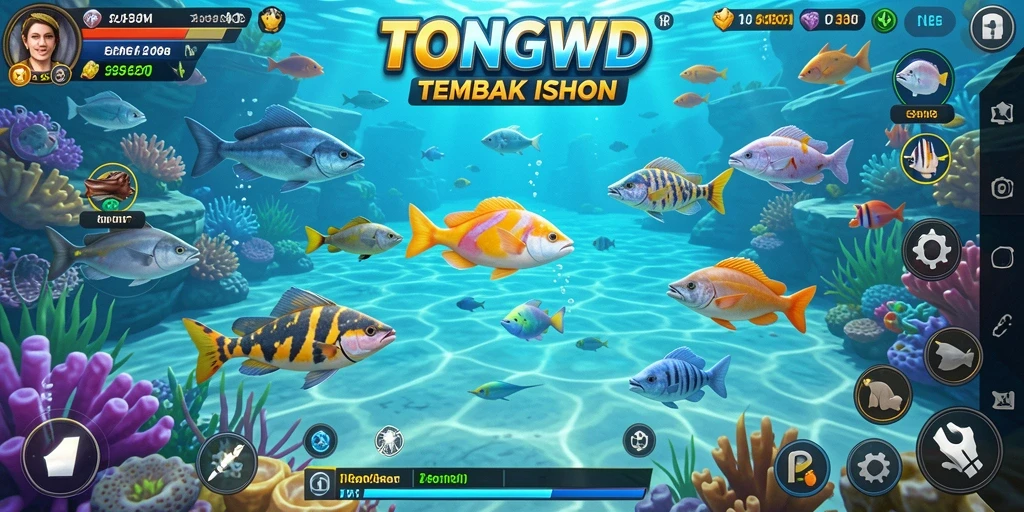 Screenshot gameplay TONGWD menampilkan keseruan menembak ikan.
